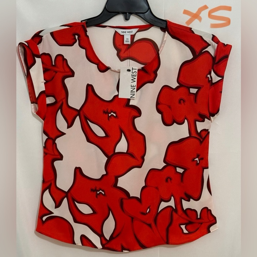Nine West Red Floral Women's Top